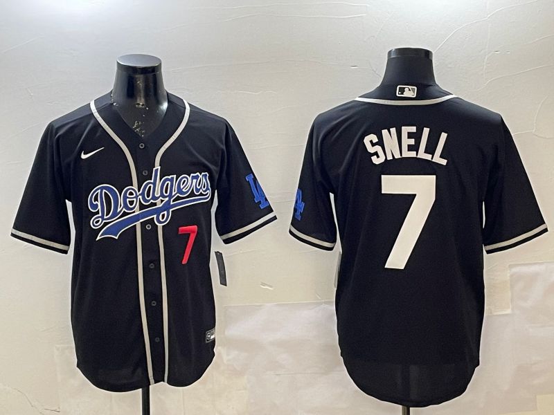 Men Los Angeles Dodgers #7 Snell Black Fashion Game 2025 Nike MLB Jersey style 7->los angeles dodgers->MLB Jersey